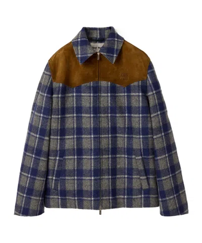 Miu Miu Checked Blouson Jacket In Multi