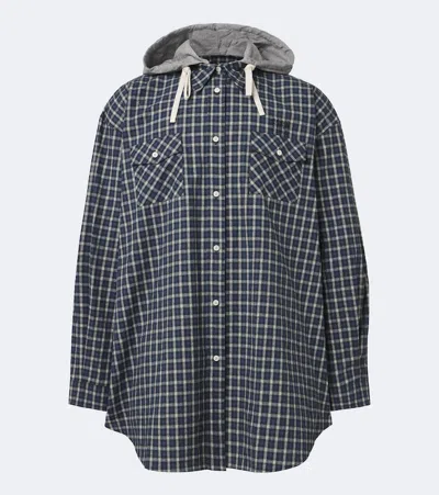 Miu Miu Checked Cotton Flannel Overshirt In Multi
