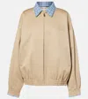 Miu Miu Veste Droite Double Col En Coton In Beige