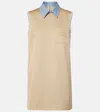 Miu Miu Checked Cotton Minidress In Beige