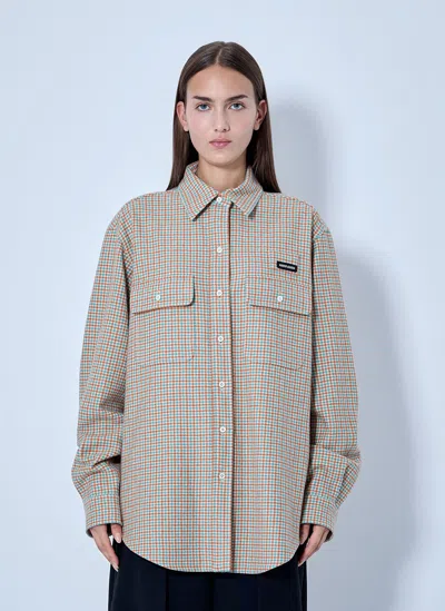 Miu Miu Checked Cotton Shirt In Gray