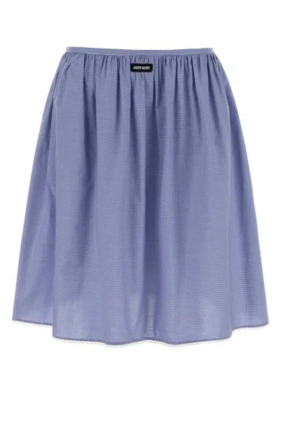 Miu Miu Checked Embroidered Cotton Mini Skirt