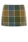 Miu Miu Checked Embroidered Wool Mini Skirt In Multi