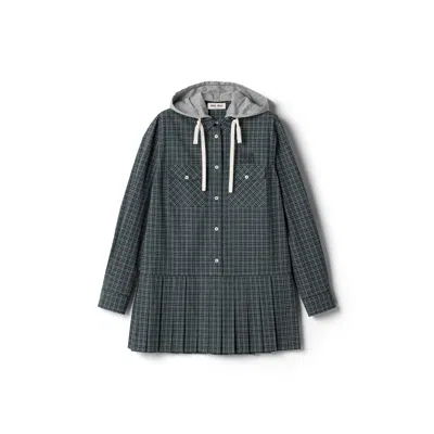 Miu Miu Checked Flannel Dress In Blue
