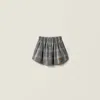 Miu Miu Checked Flannel Miniskirt In Gray