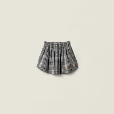MIU MIU CHECKED FLANNEL MINISKIRT