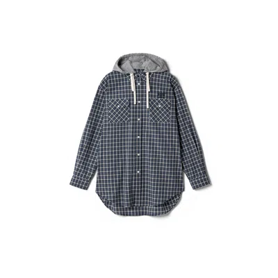 Miu Miu Checked Flannel Shirt In Blue/white