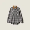 Miu Miu Long Sleeve Plaid Shirt With Chest Pockets In Gray
