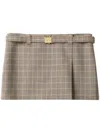 Miu Miu Fleece Wool-blend Check Mini Skirt In Brown