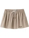 Miu Miu Embroidered Poplin Mini Skirt In Neutrals