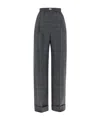 Miu Miu Checked Palazzo Trousers In Black