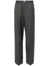 Miu Miu Checked Wool Grain De Poudre Wide-leg Pants In Grau