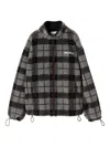 Miu Miu Checked-pattern Teddy-fleece Jacket In Black