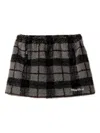 Miu Miu Checked-pattern Toggle Mini Skirt In Gray