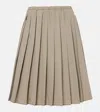 Miu Miu Checked Pleated Cotton-blend Midi Skirt In Green