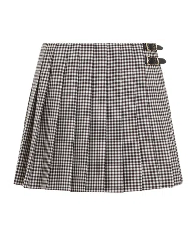 MIU MIU MIU MIU PLAID PLEAT MINI SKIRT