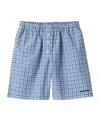 Miu Miu Checked Poplin Boxer Shorts In Blue