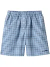 Miu Miu Checked Poplin Boxer Shorts In Blue