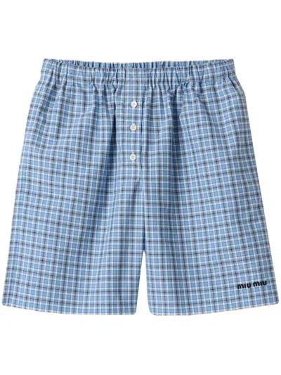 MIU MIU CHECKED POPLIN BOXER SHORTS