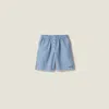 Miu Miu Checked Poplin Boxer Shorts In Lightblue / Blue