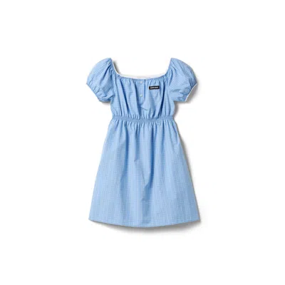 Miu Miu Checked Poplin Mini-dress In Blue