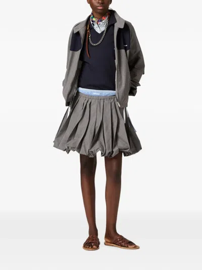 Miu Miu Checked Poplin Shirt In Gray