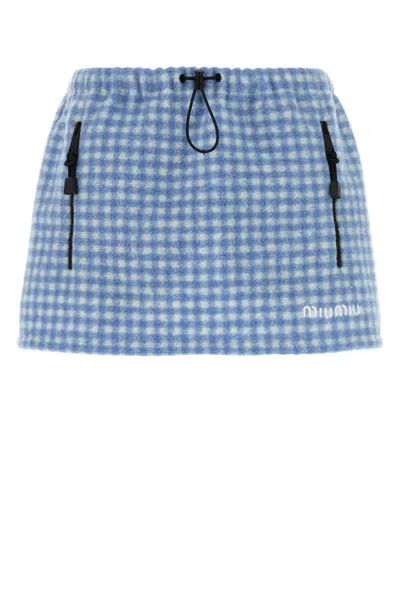Miu Miu Checked Printed Pile Mini Skirt For Women