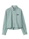 Miu Miu Check Cropped Button-front Shirt In Multi