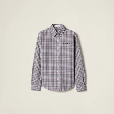 Miu Miu Checked Shirt In Blue