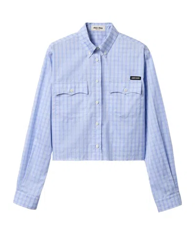 Miu Miu Checked Shirt In Blue