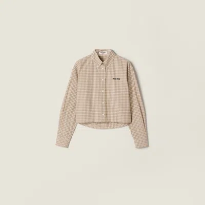 Miu Miu Checked Shirt In Neutral