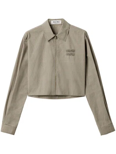 Miu Miu Checked Shirt In Green