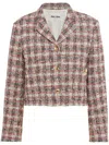Miu Miu Single-breasted Check Jacket In Yellow