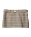 Miu Miu Fleece Wool-blend Check Mini Skirt In Cocoa Brown