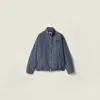 Miu Miu Checked Technical Fabric Blouson Jacket In Blue
