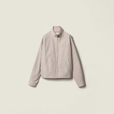 Miu Miu Checked Technical Fabric Blouson Jacket In Brown
