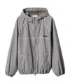 Miu Miu Checked Technical Fabric Bomber Jacket In Gray
