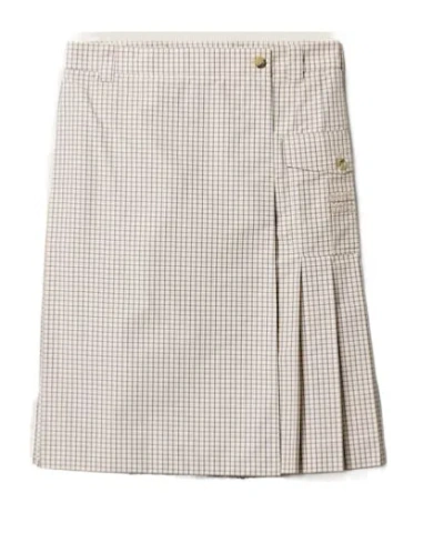 Miu Miu Checked Technical Fabric Skirt In Brown