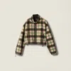 Miu Miu Checked Teddy Jacket With Zipper In Multi