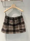 Miu Miu Checked Teddy Miniskirt In Brown