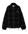 Miu Miu Checked Teddy Zipper Jacket In Multi