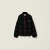 Miu Miu Checked Teddy Zipper Jacket In Multi