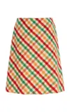 Miu Miu Checked Wool-blend Midi Skirt In Multi