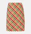 Miu Miu Checked Wool-blend Pencil Skirt In Multi