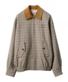 Miu Miu Checked Double Weave Blouson Jacket In Brown