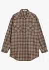 Miu Miu Checked Wool Long-sleeved Shirt In Multi