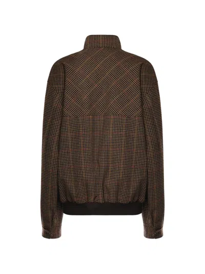 Miu Miu Checked Zip-fastening Jacket In Brown