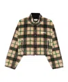 Miu Miu Checked Zip Jacket In Brown