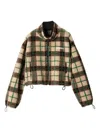 Miu Miu Checked Zip Jacket In Neutral