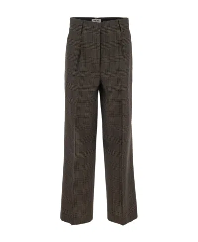 Miu Miu Checkered Casual Pants In Black